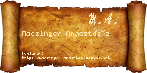 Maczinger Anasztáz névjegykártya